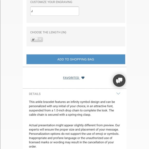 “J” Initial Drop Infinity Anklet - Picture 2 of 4